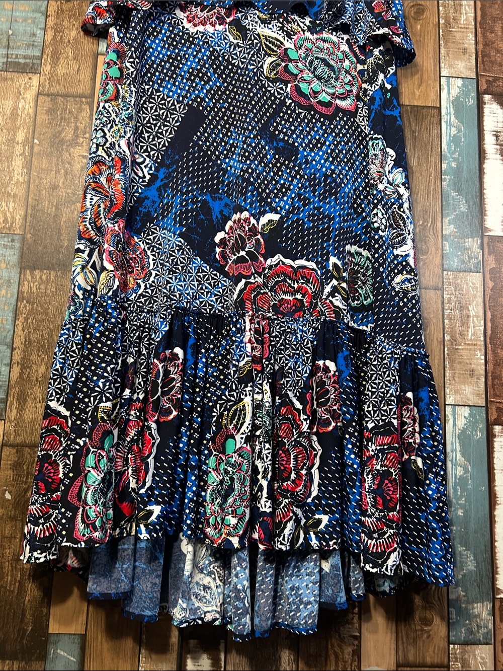 Rafaella Navy Floral & Multicolor Print Midi Dress - Picture 7 of 16